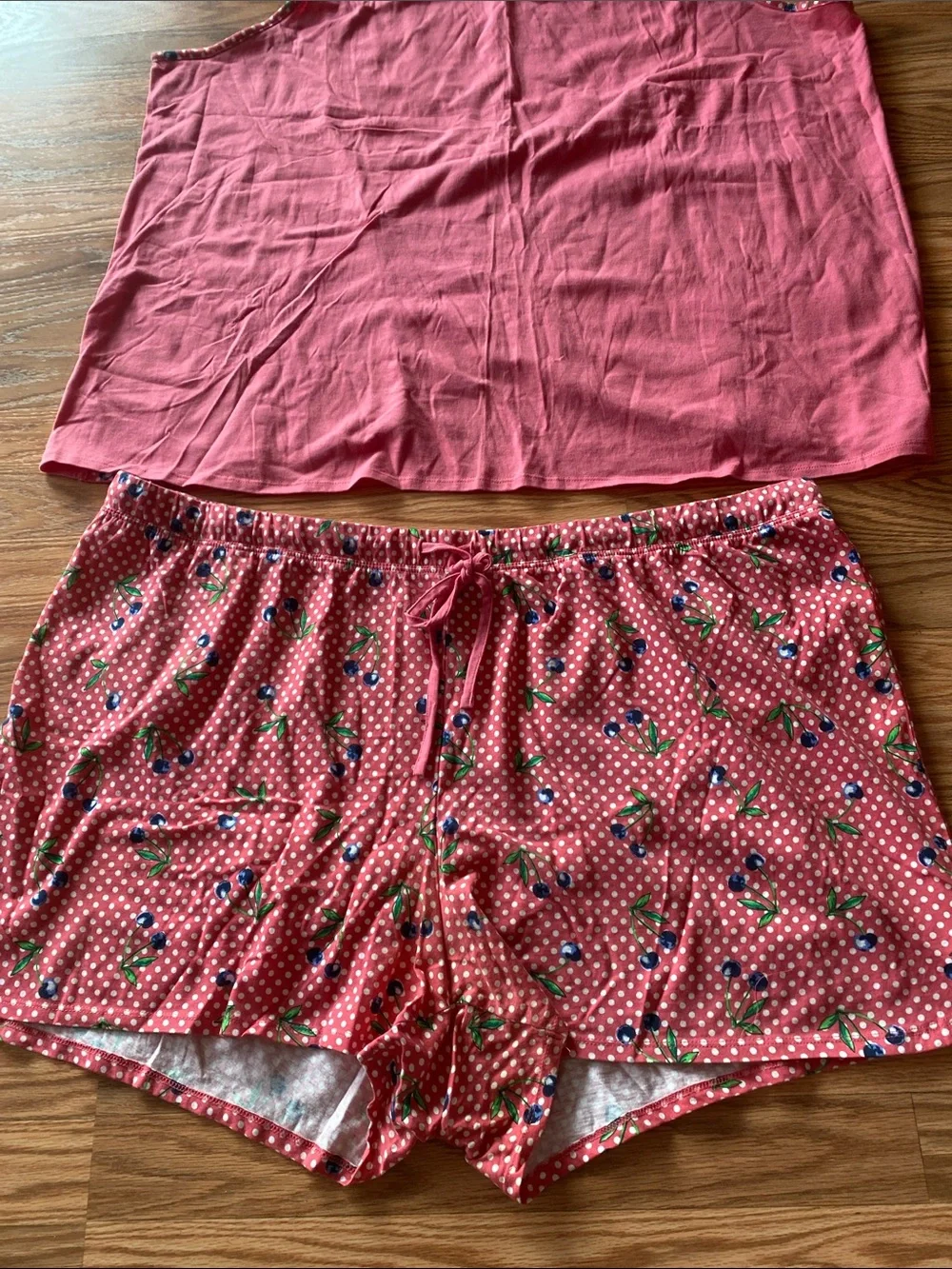 Catherines Pink & White Polka Dot / Cherry Sleepwear Set 3X Pajama Loungewear